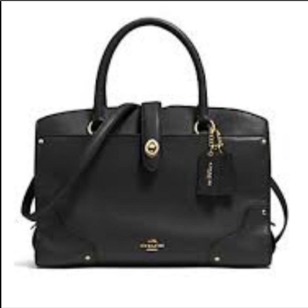 Coach flagship Mercer 30 satchel in black/ gold